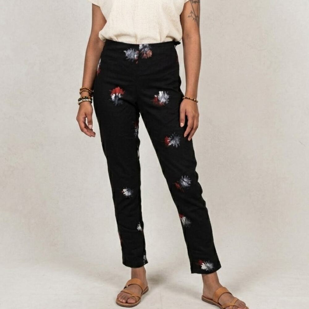 Osei Duro High Rise Slim Trouser pant abstract floral print sz small
